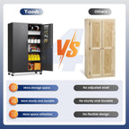 yizosh metal garage storage cabinet with locking doors on a desk or shelf