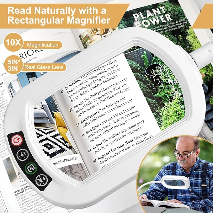 Veemagni 10X Rectangle Magnifying Glass - Image 2