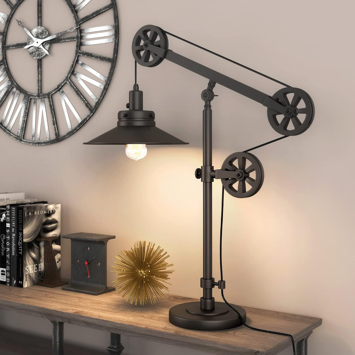 Henn&Hart 29" Modern 1-Light Table Lamp, Black