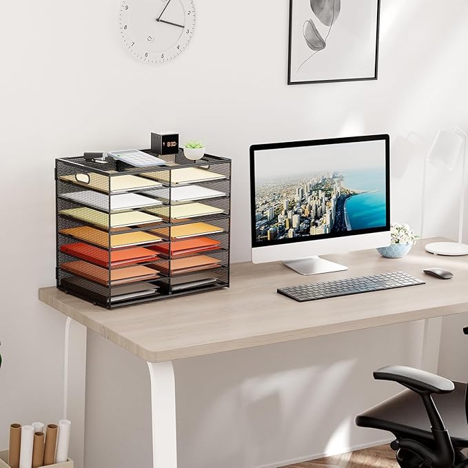 Marbrasse 8 Tier Desktop Literature Organizer, Mesh Paper Organizer Desk - Image 2