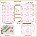 bolimoss Cute Pink Bow Lanyard Wallet, 2-in-1 ID Badge Holder & Leather Credit - Image 2