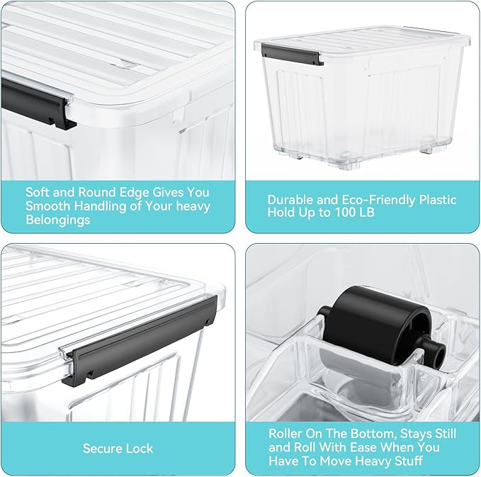 Nazhura 72 Quart Plastic Storage Bin, Stackable and Nestable Storage Boxes - Image 8
