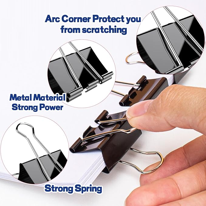 30 Pack Binder Clips with Labels, 2.4 Inch Extra Large Binder Clips Big Paper - Image 2