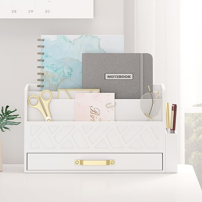 Wisuce Home Wooden Desk Organizer, Desktop Organizer File Sorter by WisuceHome