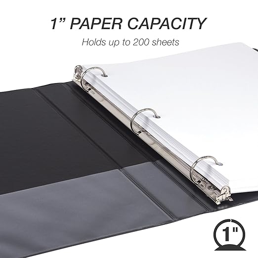Samsill 1 Inch 3 Ring Binder, Made in USA, Economy Round Ring, 200 Sheet - Image 3