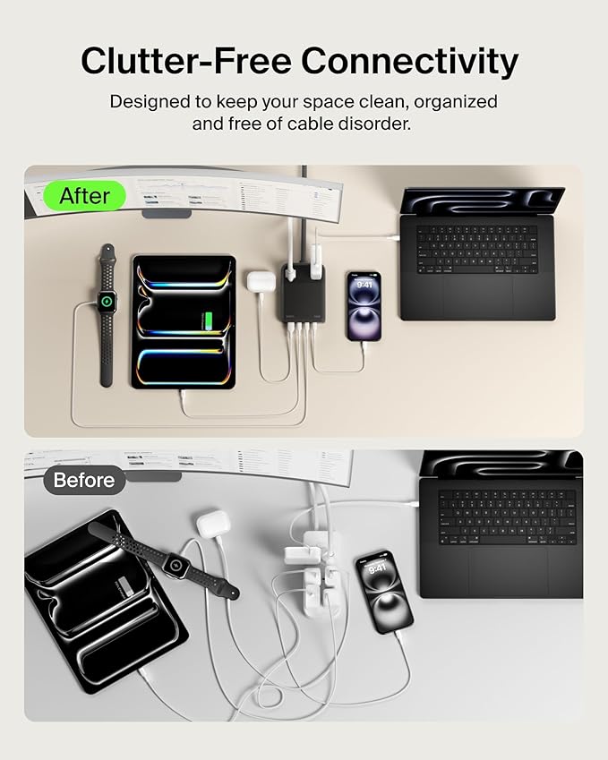 Belkin 2-Outlet GaN Charging Station 140W, USB C Charger w/ 2X AC Outlets - Image 5