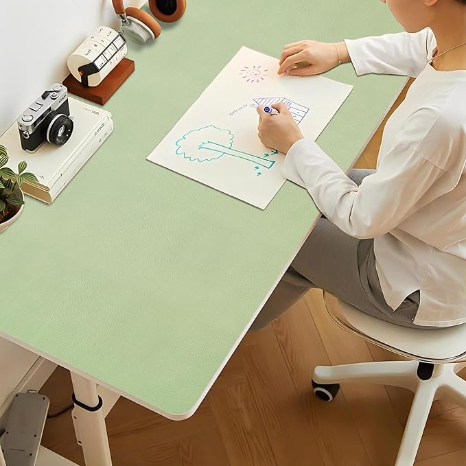 Bloss 47.2" x 24" Large Desk Mat, Leather Desk Mat, Large Mouse Pad + Keyboard - Image 3