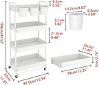 JIUYOTREE 4-Tier Plastic Rolling Storage Cart Utility Cart - Image 2