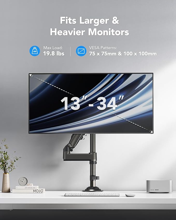 HUANUO Single Monitor Arm, Adjustable Desk Mount - Image 2