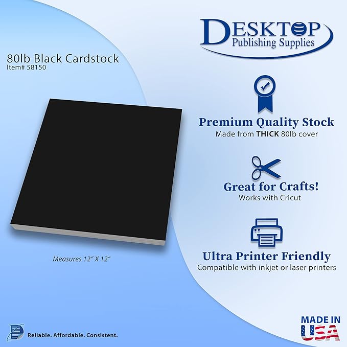 Premium Black 12x12 Cardstock - Image 2