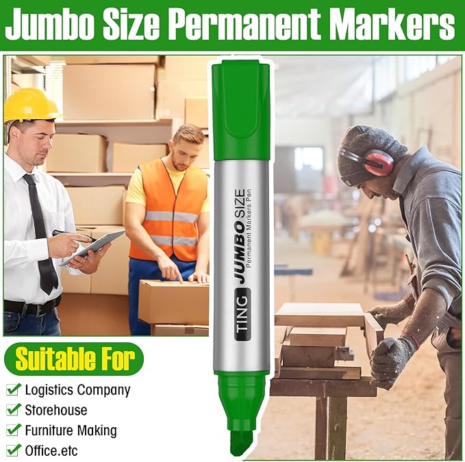 Fuutreo 10 Pack Jumbo Permanent Markers Bulk Large Chisel Tip Permanent Markers - Image 6