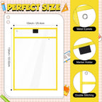 80 Packs Oversized Dry Erase Pockets Sleeves Reusable, 10x14 Inch | 5 Colors, Plastic Ticket Holders, Clear Pocket Sleeves for Back to School Classroom Office Home Student Teacher Supplies