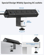 40W Fast Charging Station, Desk Clamp Power Strip 20W USB C, 8 Outlets - Image 5