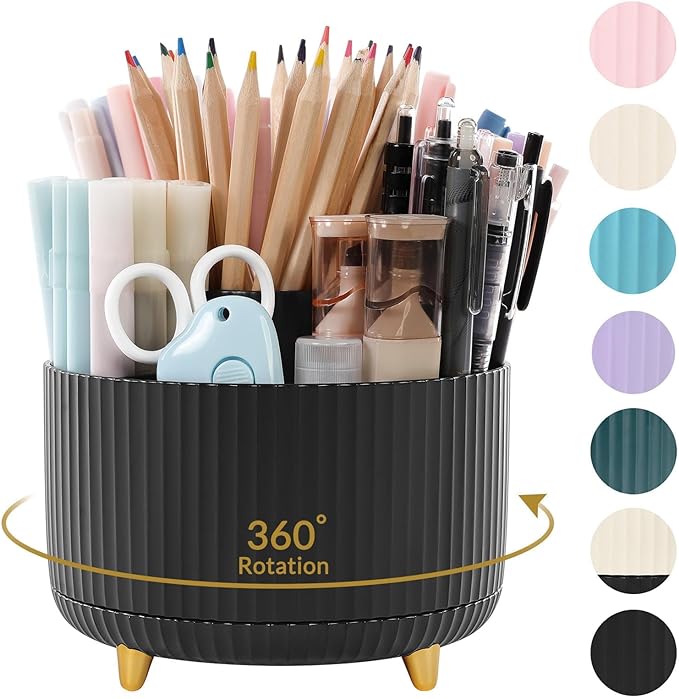 SKYDUE 360 Degree Rotating Desk Organizer, Dual-Purpose Pencil Pen Holder by SKYDUE