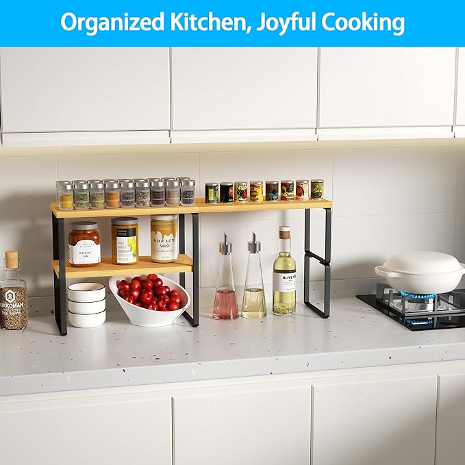 Golener Countertop Organizer Corner Shelf, 2-Tier Adjustable Stackable Corner - Image 4