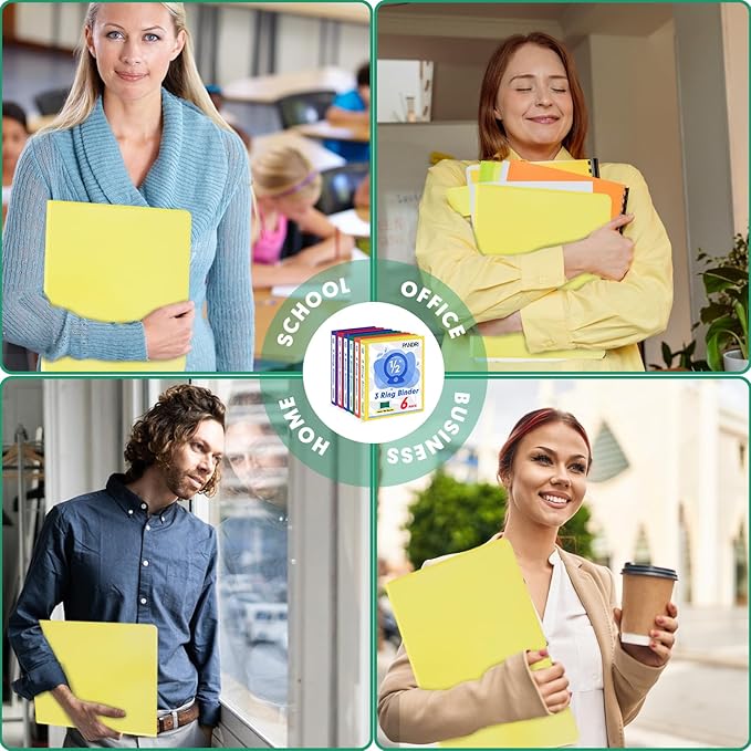 3 Ring Binder 0.5 Inch, PANDRI 6 Pack 1/2-Inch Binder Fits Letter Size 8.5'' x - Image 7