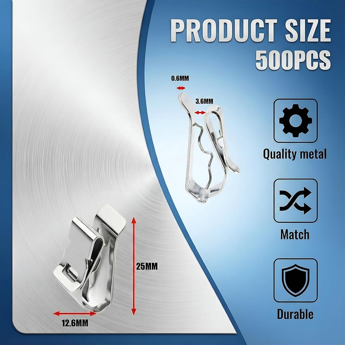 500-PACK SUS304 Wire Cable Clips, S Wire Management Clips for (1) 12-Gauge US...