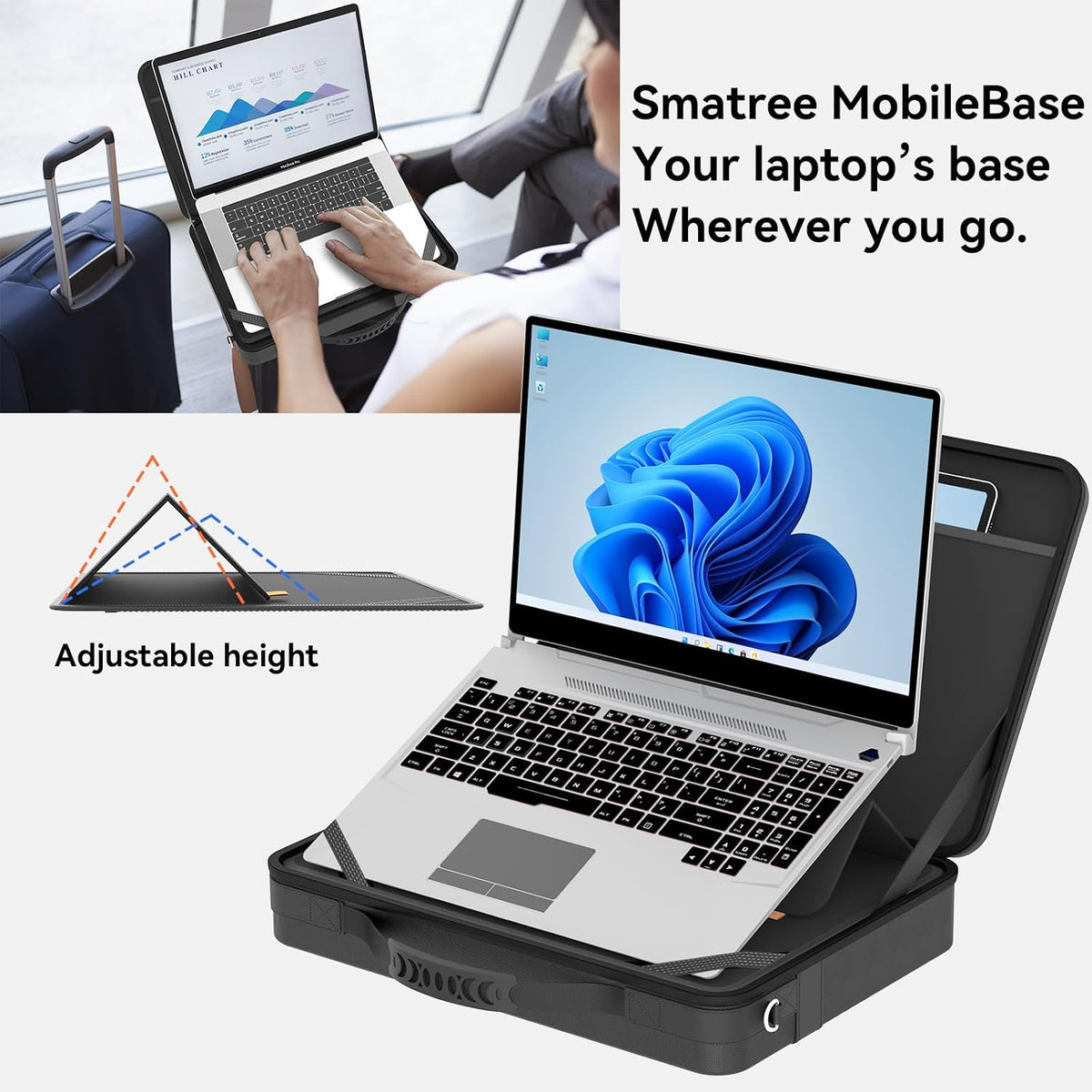 Smatree MobileBase Laptop Shoulder Case with Stand for 15.6-16 inch ASUS