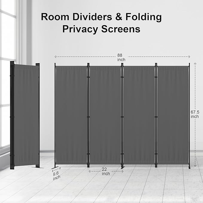 Kecreque Privacy Screen Room Divider as Dressing Screen 4 Panel Wall Room - Image 2