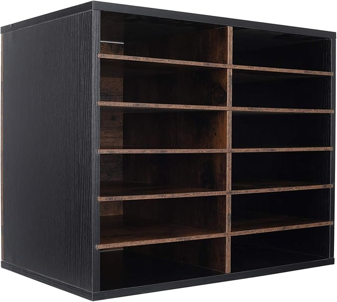 TQVAI Wood Literature Organizer, 12 Slots Hold 6000 Sheets A4 Papers, Wooden by TQVAI