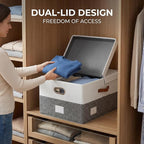 PRANDOM Storage Bins with Lids Linen Fabric Foldable Storage Boxes Organizer - Image 4