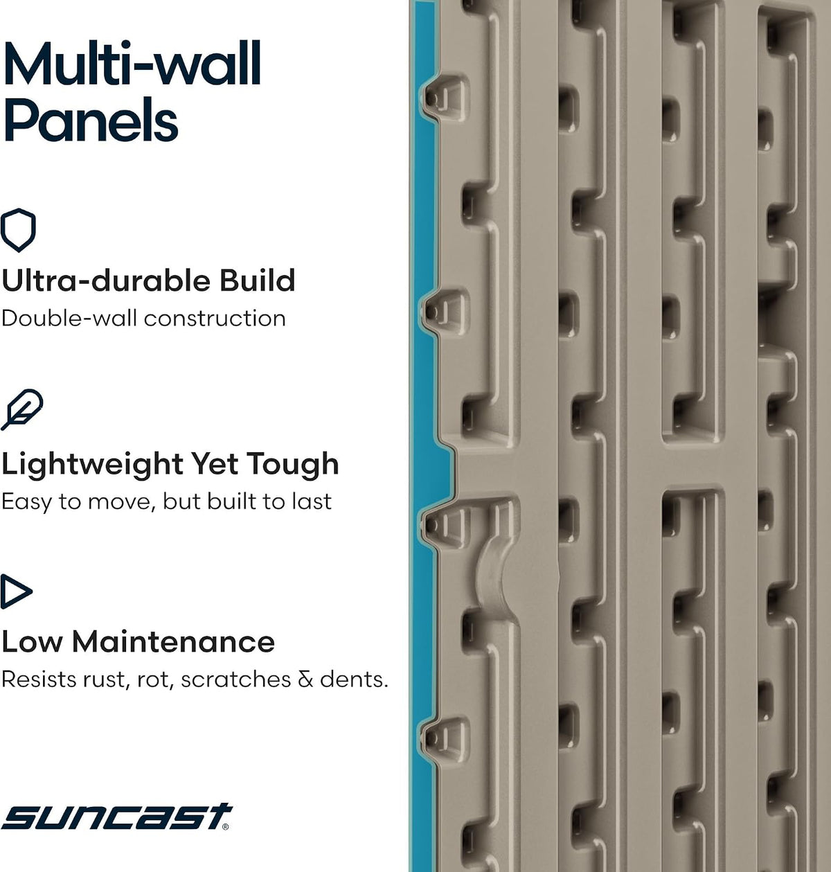 suncast 9 cu ft base storage cabinet, lockable, front angle view