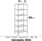 Regal Altair 21" Deep x 30" Wide x 86" Height Wire Shelving Kit | 6-Tier | NSF - Image 3