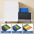 MIIIKO 2 Drawer File Cabinet on Wheels, Home Office Mobile File Drawers Under - Image 4