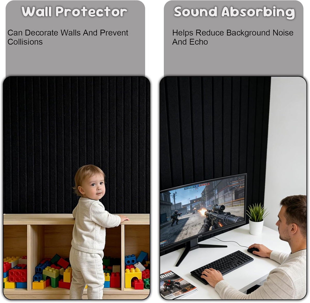 Large Felt Bulletin Board with Self-Adhesive | 12 Pack 48"x36" Cork...