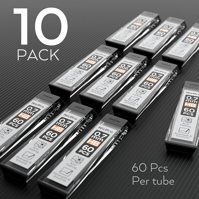 Nicpro 600 PCS Lead Refills 0.7mm HB #2 Break Resistant Mechanical Pencil - Image 6