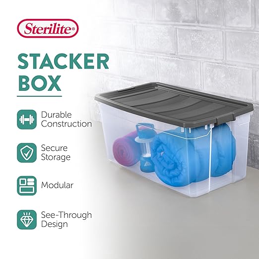 Sterilite 3-Pack Modular Stacker Box, Durable Clear Plastic Storage Bins - Image 3