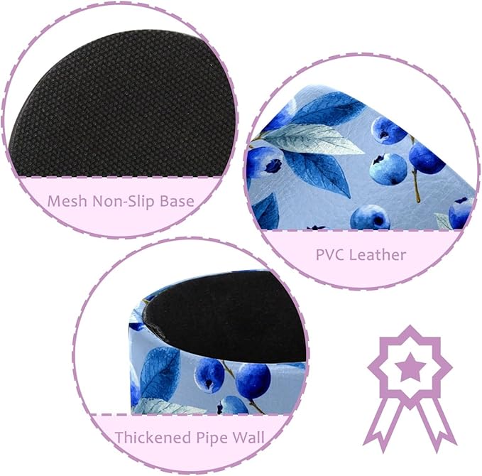Leather Pen Holder for Desk Blueberry Blue Pencil Cup Desktop Organizer Makeup - Image 2