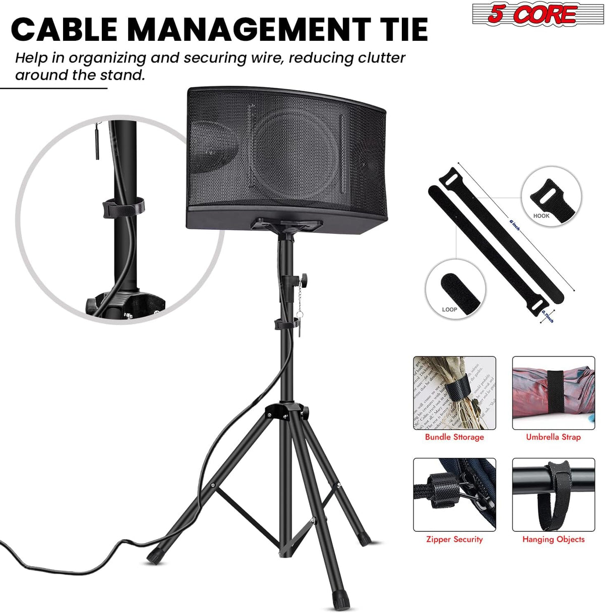 5 Core Speaker Stands Pair Adjustable PA DJ Heavy Duty w 35mm Mount Insert