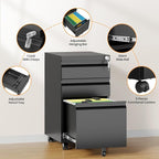 AFAIF 3 Drawer Mobile File Cabinet - Image 7