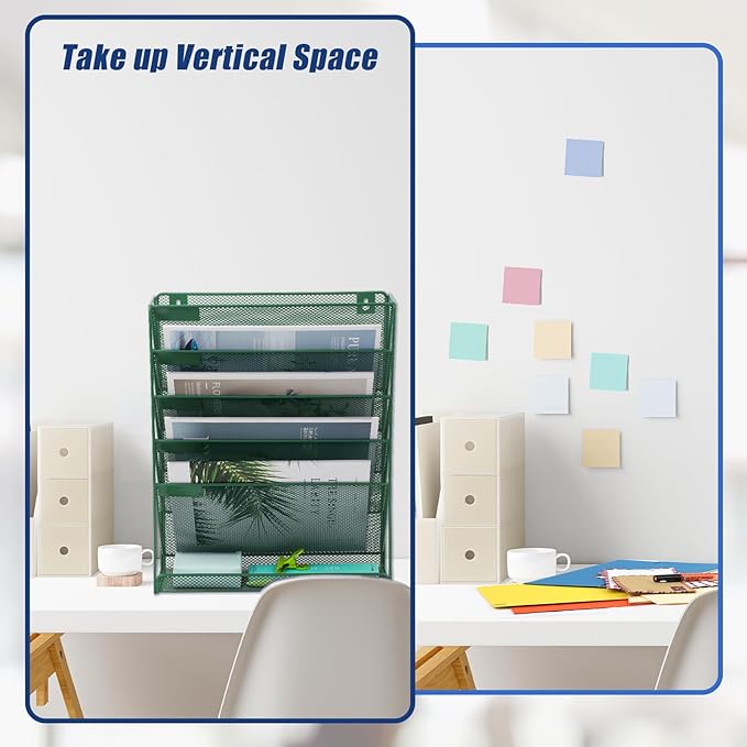 EASEPRES Desk File Organizer Mesh 6-Tier, Hanging Wall Mount Document - Image 3
