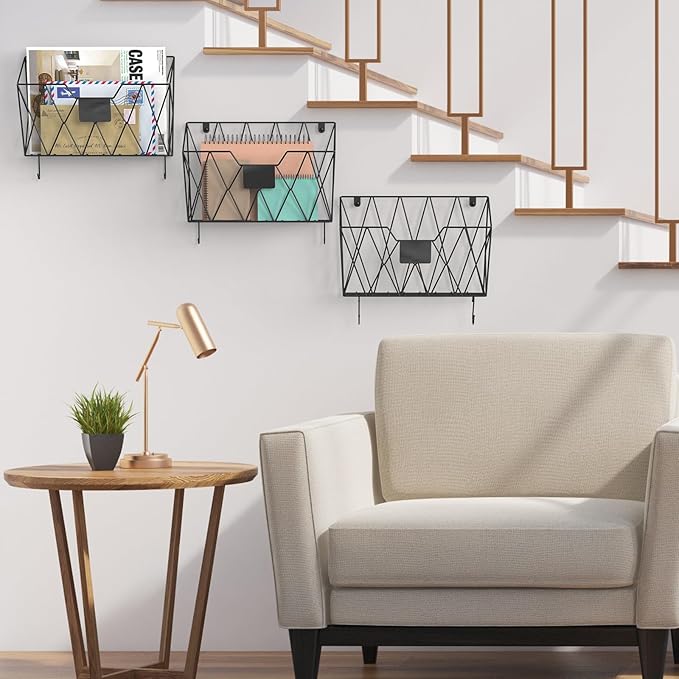 YBING Wall File Organizer Mesh Hanging Wall-mount Files Holder 6 Pack Hanging - Image 7
