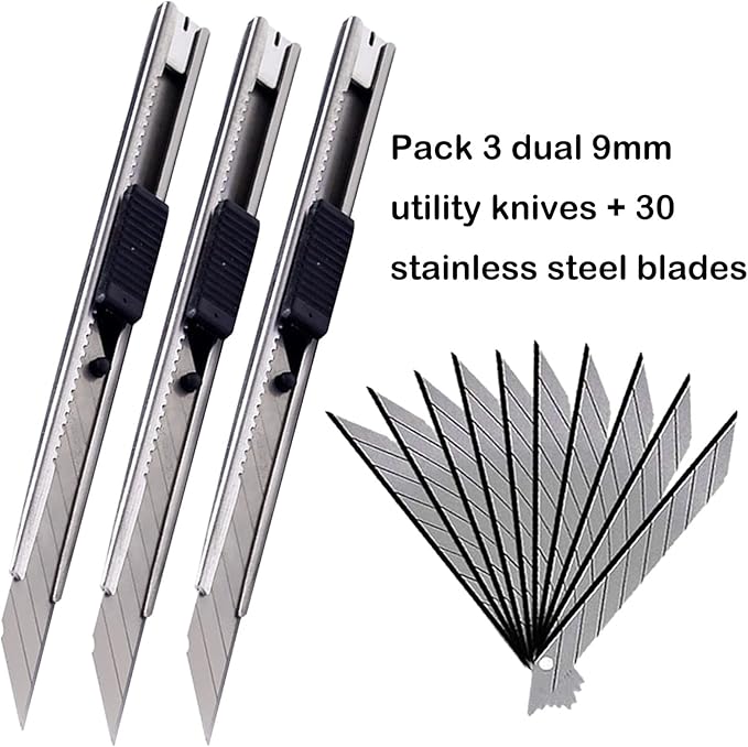WEKOIL 9mm Snap Off Utility Knife 3 Pack High Hardness Retractable Box Cutters - Image 7