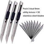 WEKOIL 9mm Snap Off Utility Knife 3 Pack High Hardness Retractable Box Cutters - Image 7