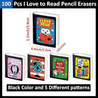 party greeting 100Pcs I Love to Read Pencil Erasers Fun Erasers Bulk - Image 2