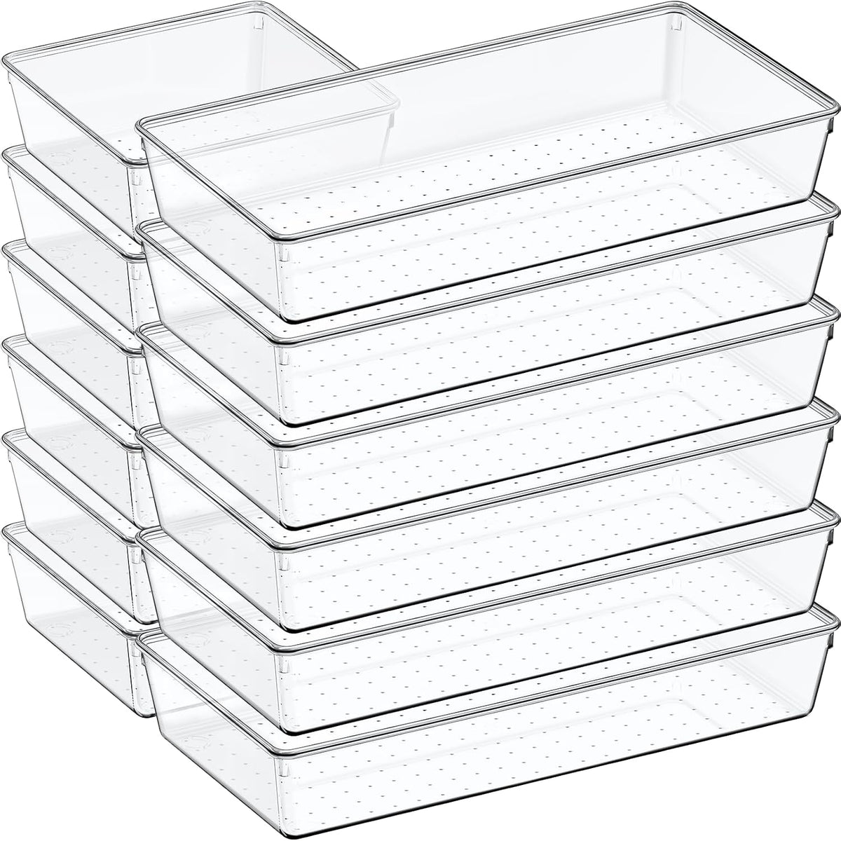 12 Pack Large Clear Plastic Drawer Organizer Set, Acrylic Bathroom Organizer ...