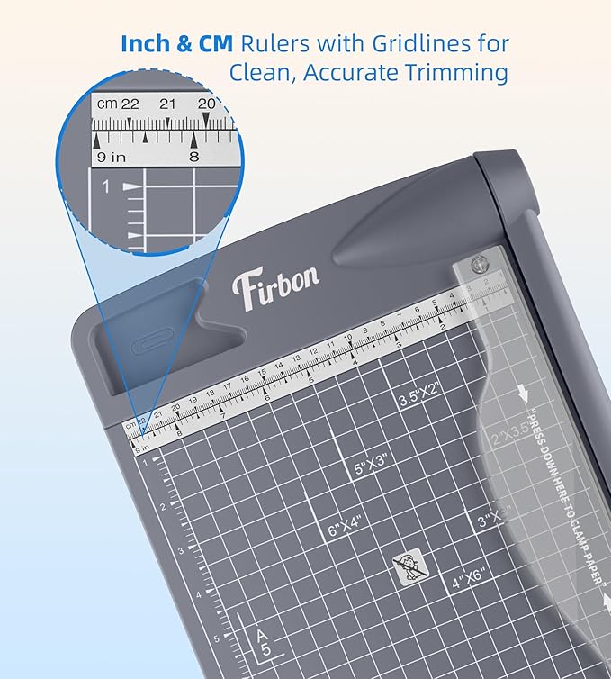 Firbon 12" Guillotine Paper Cutter, Heavy Duty 12-Sheet Capacity Trimmer - Image 3