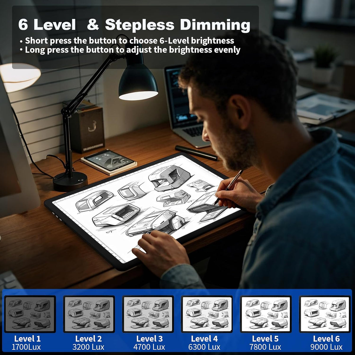 elice rechargeable a4 light pad with carry bag showing dimensions