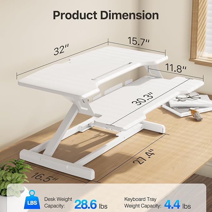 JYLH JOYSEEKER Standing Desk Converter 32 inch, Height Adjustable Sit Stand - Image 5