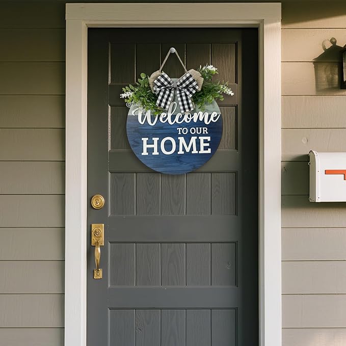 VPDTVK Welcome Sign for Front Door, Rustic Welcome Door Sign Outdoor Wreaths - Image 3