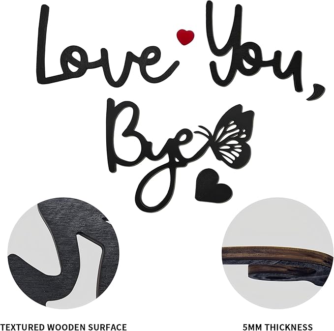 Love You Bye Wood Sign with Butterfly Home Decor Boho Decor Wall Decor Express - Image 5