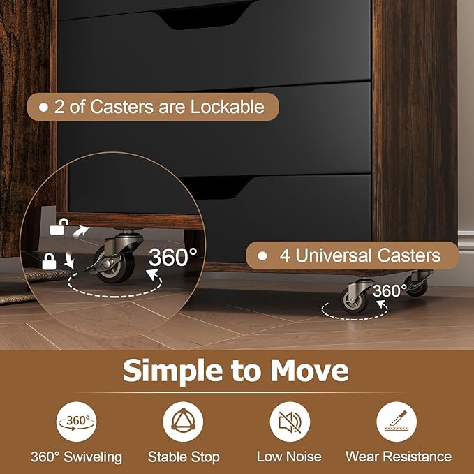 Giantex 7-Drawer Storage Cabinet, Mobile File Organizer - Image 6