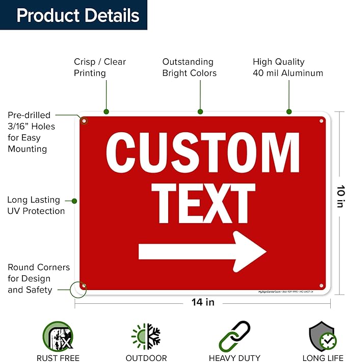 Custom Arrow, Custom Directional Sign, Right Arrow, 10x14 Inches, Rust Free - Image 6