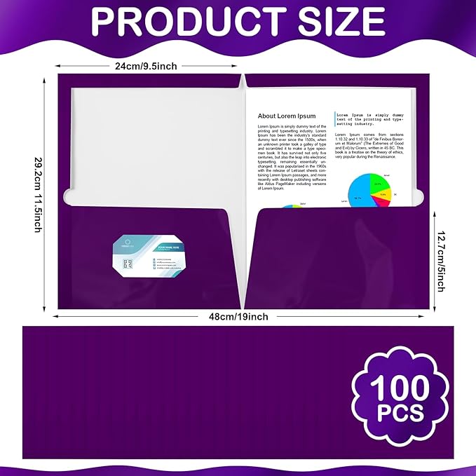 Yeaqee 100 Pack 2 Pockets Glossy Laminated Paper Folder First Day of School - Image 2