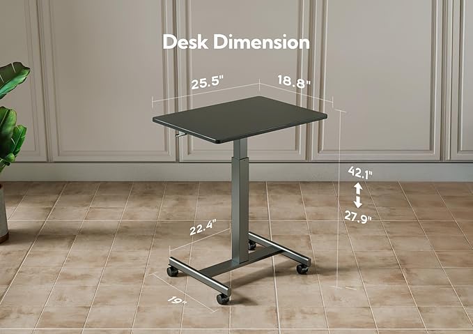 YDN Mobile Mobile Standing Desk, Adjustable Height Portable Laptop Desk - Image 3