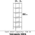 Regal Altair 18" Deep x 24" Wide x 86" Height Wire Shelving Kit | 6-Tier | NSF - Image 3